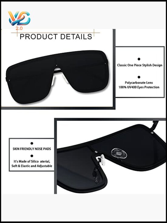 Oversized Square Rimless Shield Sunglasses Y2K Retro Flat Top Frameless main image 5